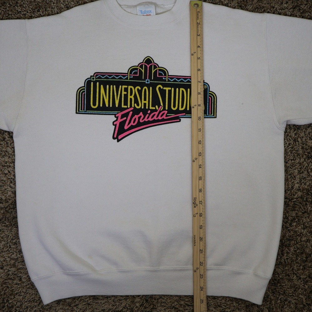 Vintage Universal Studios Florida Tultex Sweatshirt White Neon Graphic Large - Picture 13 of 15